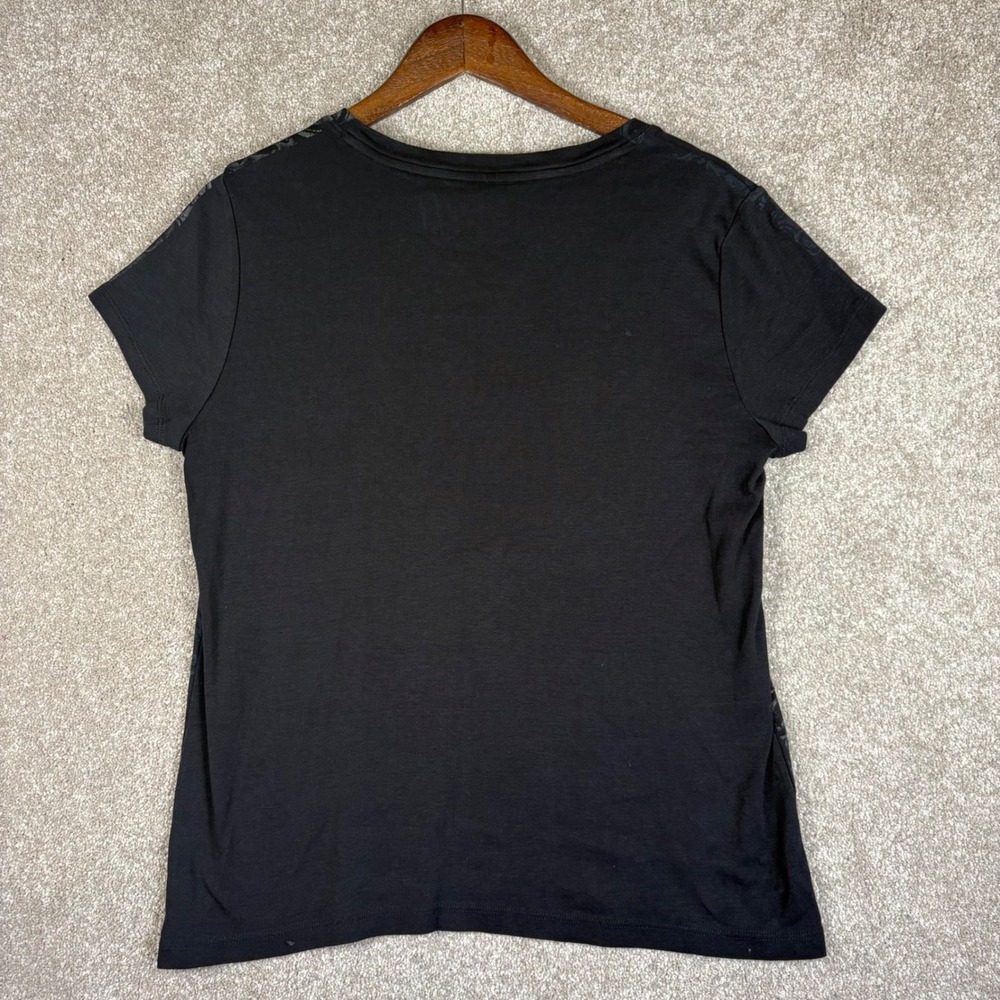 St Johns Bay Womens 1X Black Floral Damask Graphic Print Short Sleeve T-Shirt - Picture 4 of 8